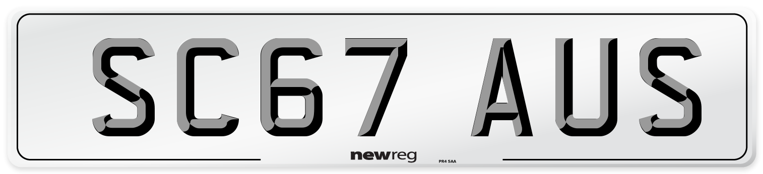 SC67 AUS Number Plate from New Reg